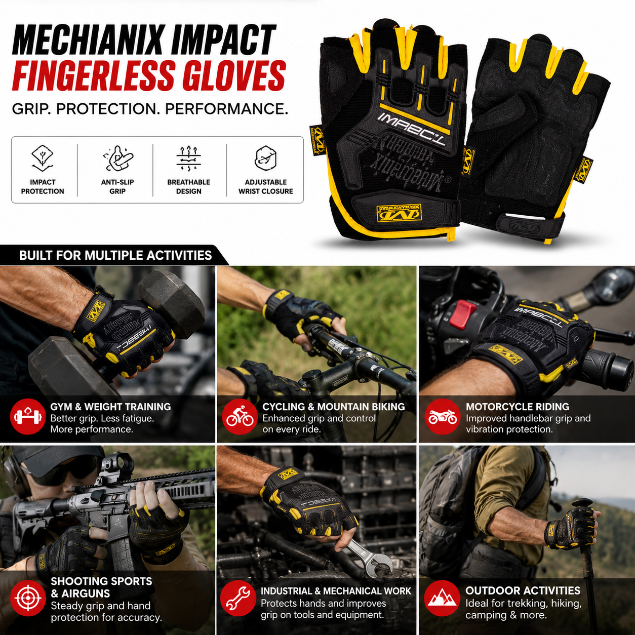 Mechanix M-Pact Yellow Gloves,