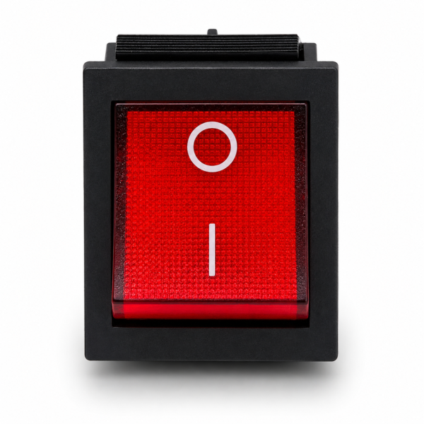 Heavy-duty red illuminated air compressor rocker switch ON OFF replacement with snap-in panel mount
