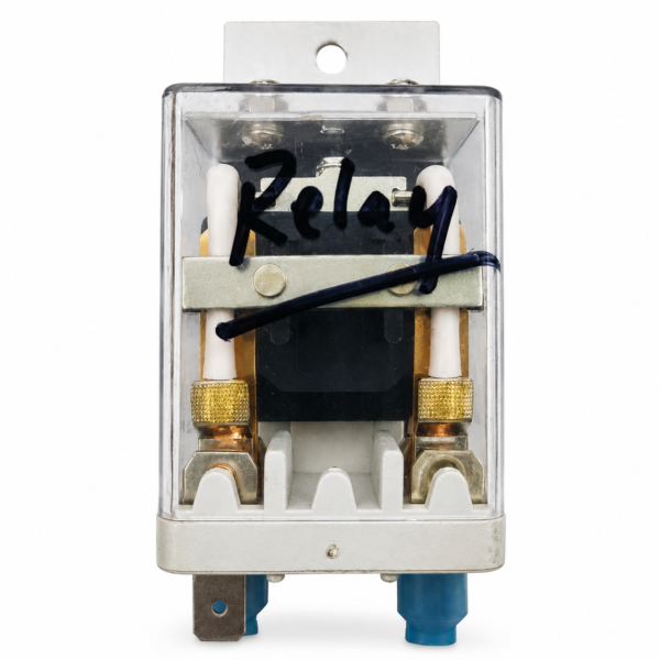 JQX-38F 40A 220VAC 3 Pole SPDT heavy-duty industrial power relay with transparent housing.