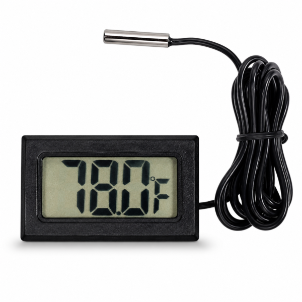TPM-10 Digital Thermometer with external probe for monitoring PCP airgun compressor operating temperature.