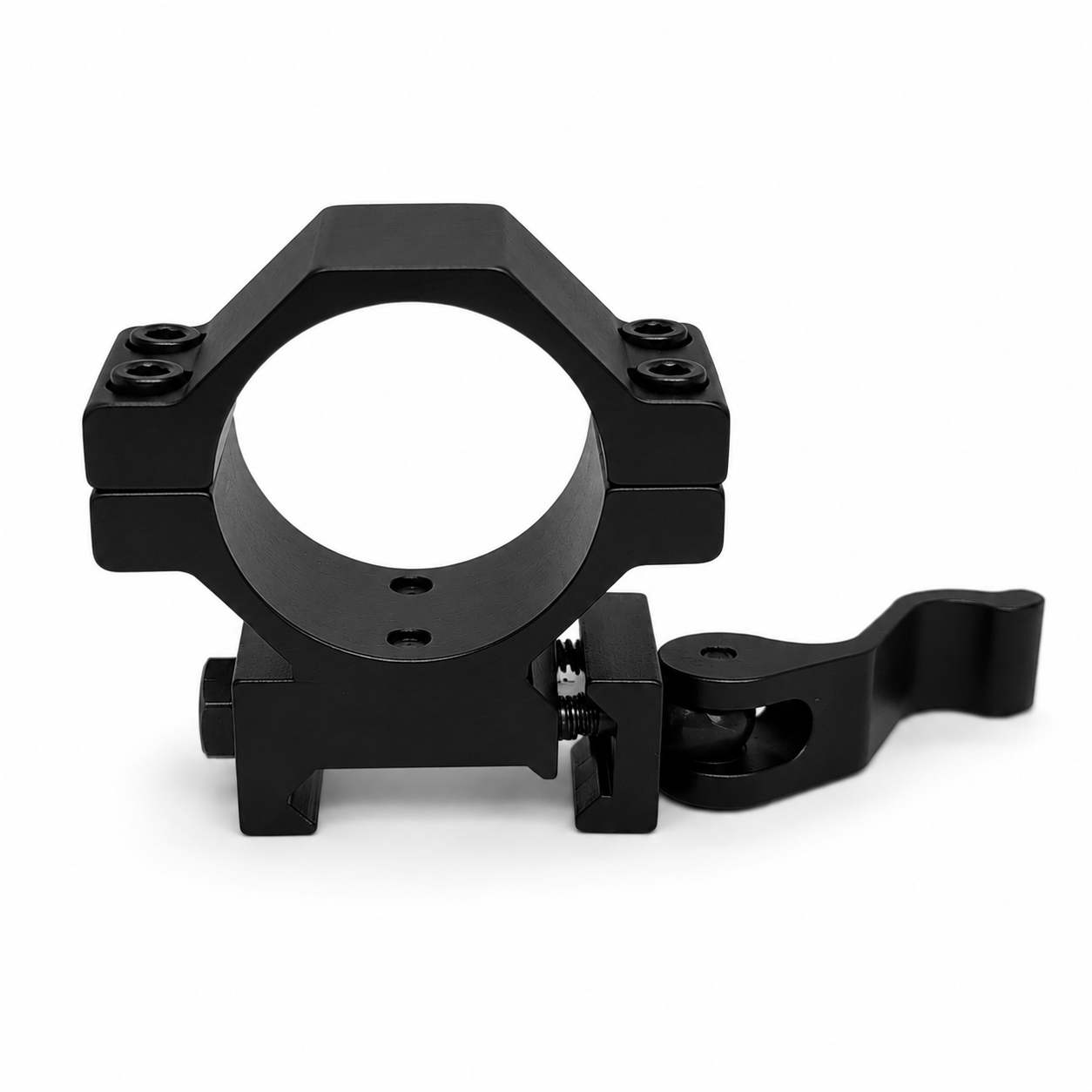 30mm quick release scope mount with Picatinny rail lever lock in black aluminum