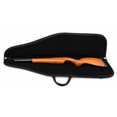 Premium black PCP air rifle bag featuring a dedicated hand pump compartment, padded interior, backpack straps, and heavy-duty zipper closure.