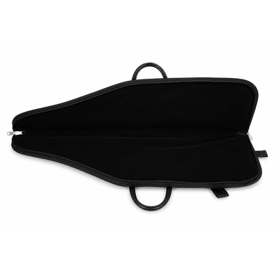 Premium black PCP air rifle bag featuring a dedicated hand pump compartment, padded interior, backpack straps, and heavy-duty zipper closure.