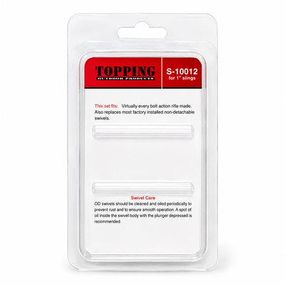 Topping Quick Detachable Super Swivels (1″) – black steel push-button sling swivels with wood and machine screw studs