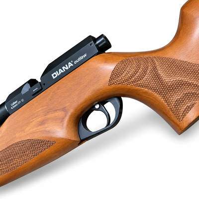 DIANA Outlaw .177 air rifle wooden stock and trigger detail