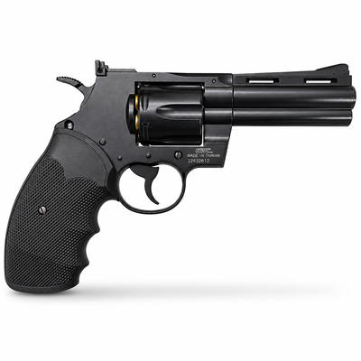Alternate side view of black KWC Model 357 4.5mm CO2 air revolver